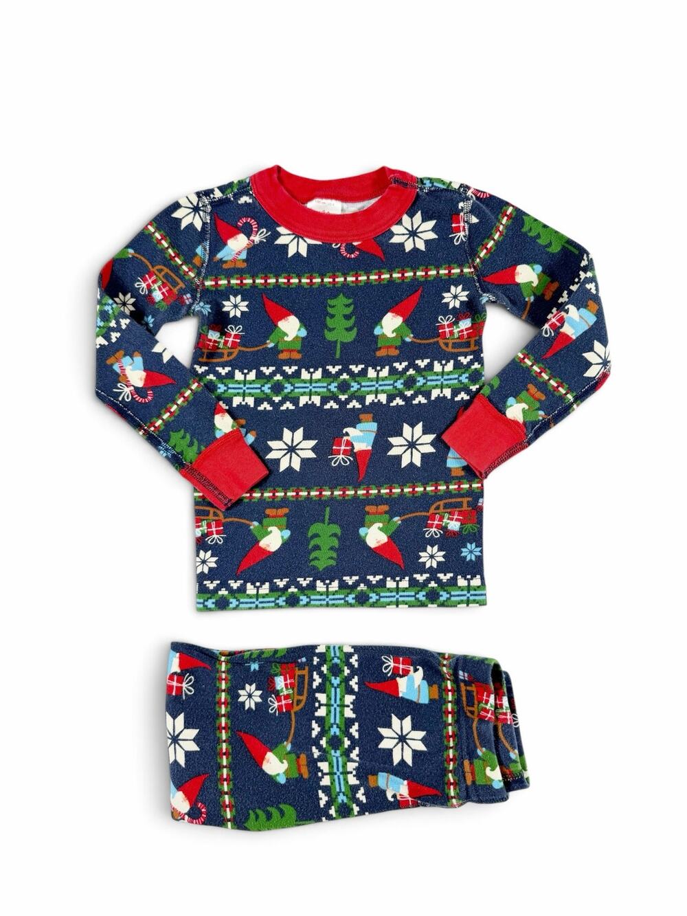 Hanna Andersson Gnome Christmas Long John Pajama Set Navy Size 4